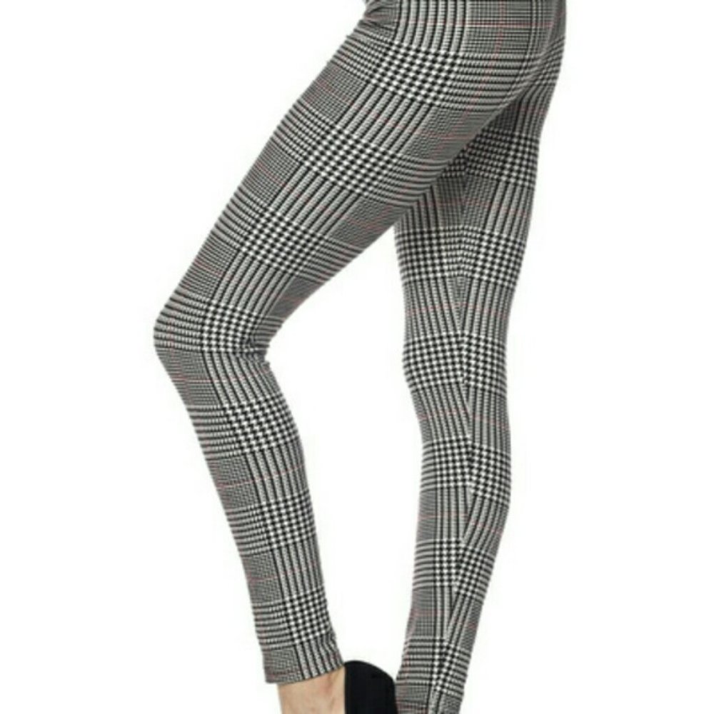Butter Soft Comfy Houndstooth Plaid Leggings